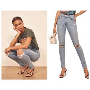 REFORMATION Miami Destroyed High Rise Distressed Skinny Jeans | Size 28